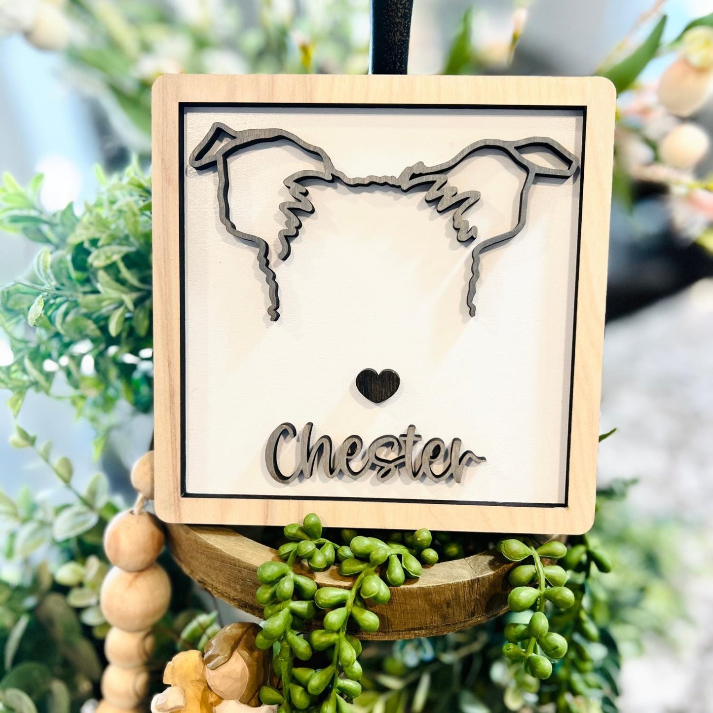 Custom Drawn Pet Ear Sign With Basic Frame