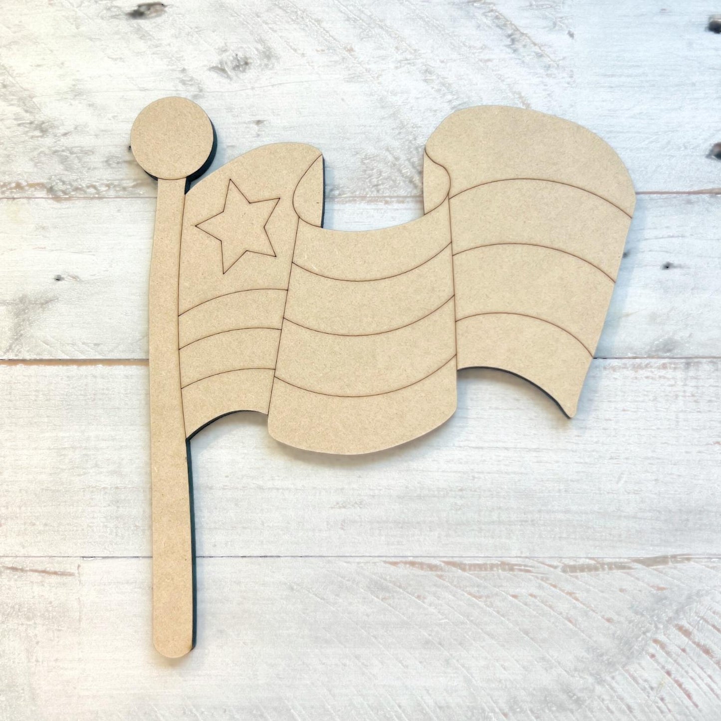 Large 12"+  Waving American Flag |  Wood Cutout | Fourth of July Flag | 4th of July Wood Cutout | Wood Craft Shapes | 4th of July Crafts