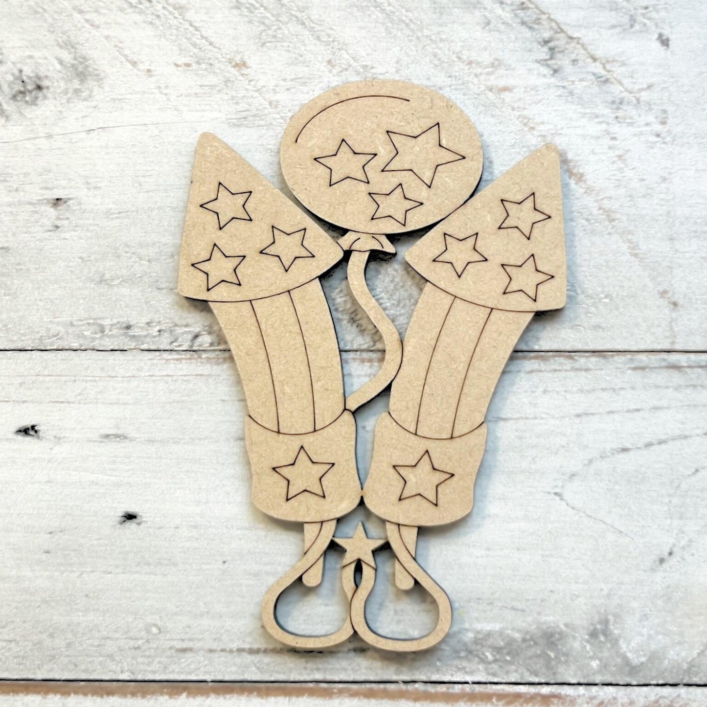 Small 3"-10" Firework Firecracker Wood Cutout | Fourth of July Shape | 4th of July Wood Cutout | Wood Craft Shapes | 4th of July Crafts