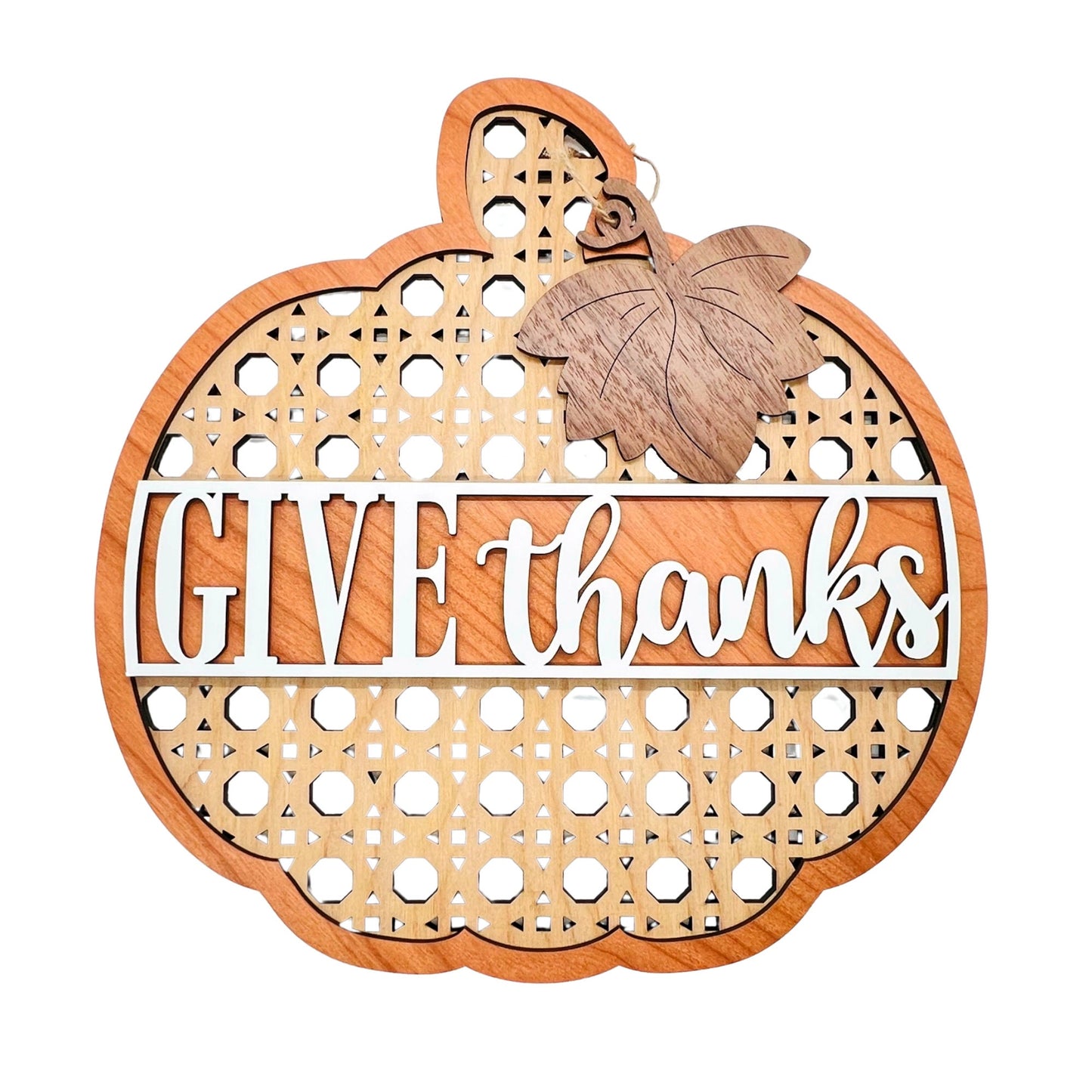 Fall Pumpkin Decor | Handmade Wooden Rattan Pumpkin | Holiday Decor | Fall Accents | Happy Fall | Welcome Sign by Krafty Supply