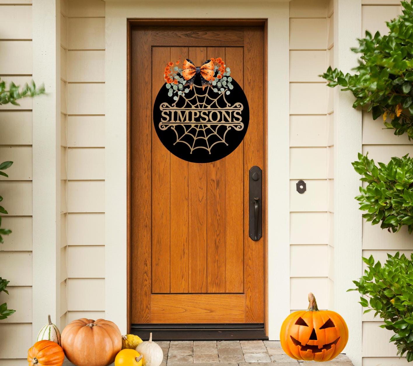 Small Spider Web with Last Name | Personalized Halloween Decor | DIY Halloween door sign | Family Name Halloween Sign