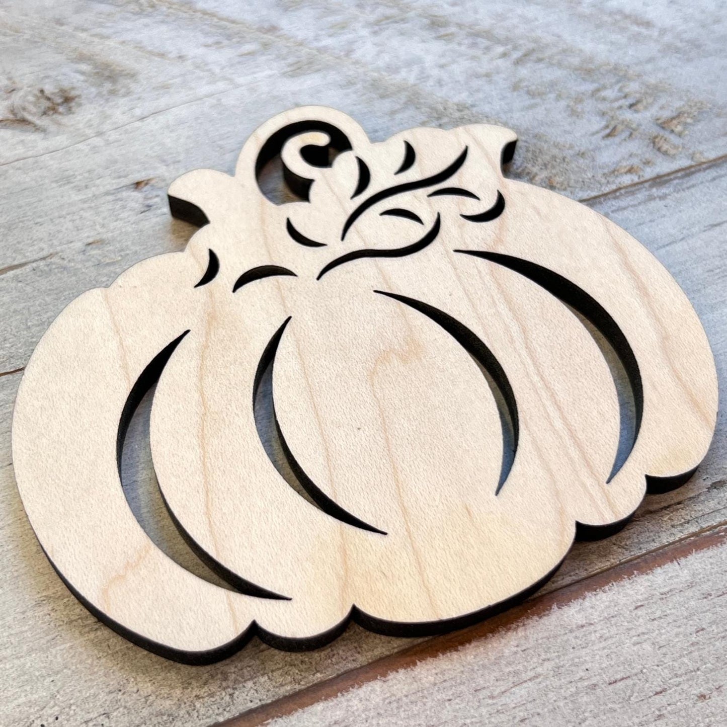 Round Pumpkin Cutout with Designs- Fall Wood Craft- Paint by line