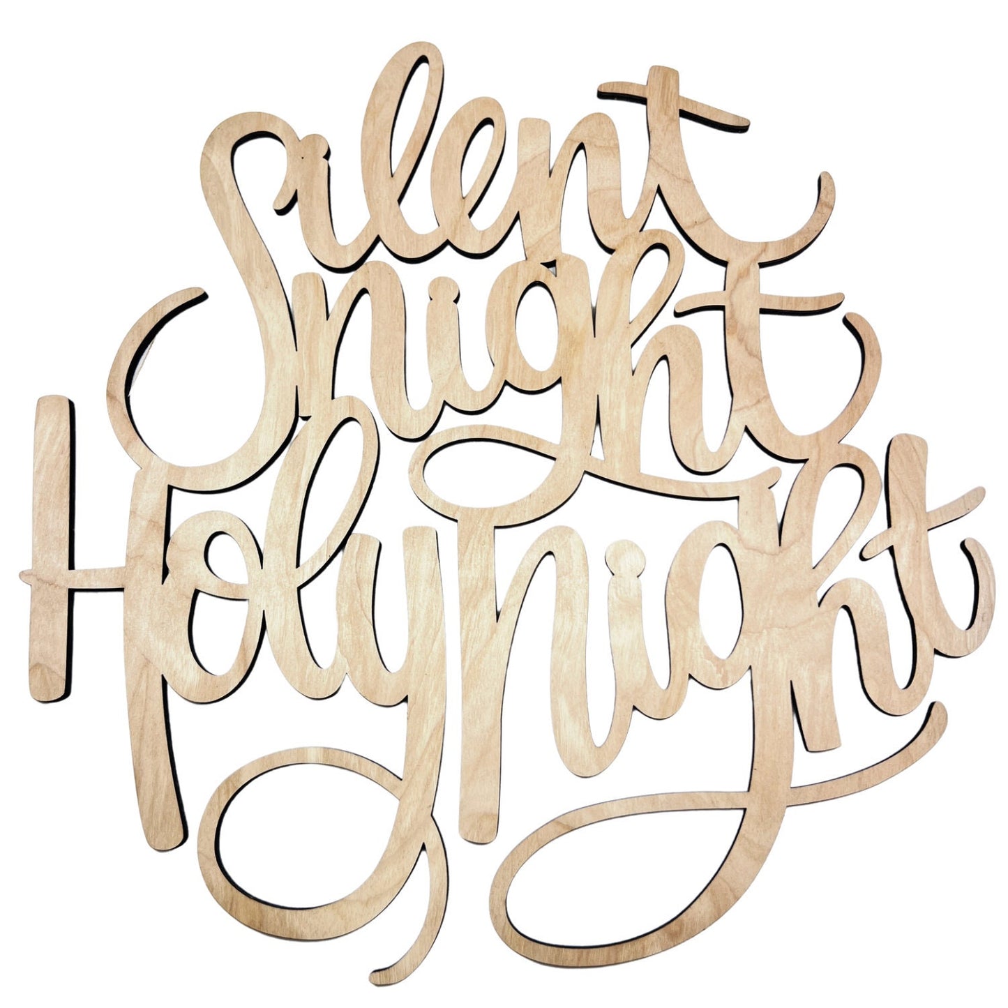 Small Silent Night Holy Night Wood Cutout | Merry Christmas wood letter | Christmas wreath decor | Christmas Door hanger | Christmas Crafts