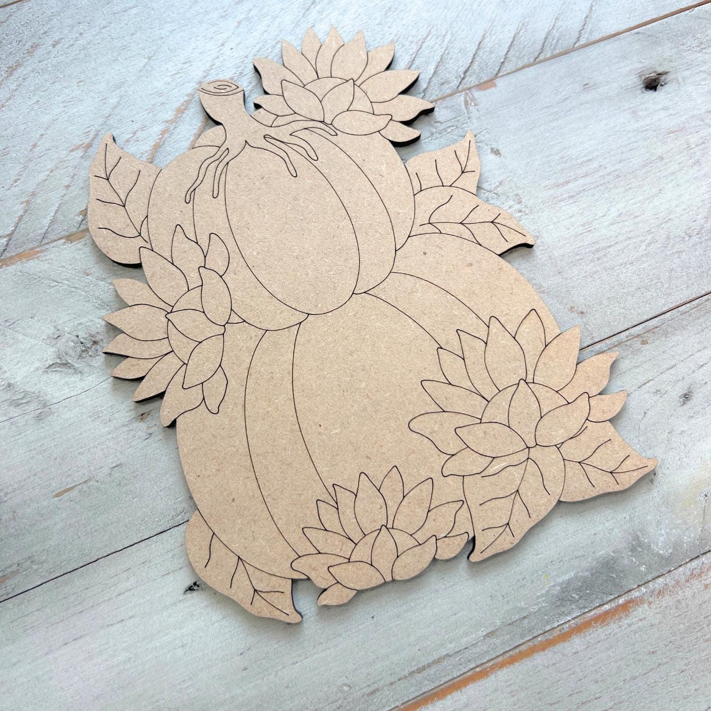 Stacked Pumpkins with Sunflowers  Fall Wood Craft- Paint by line