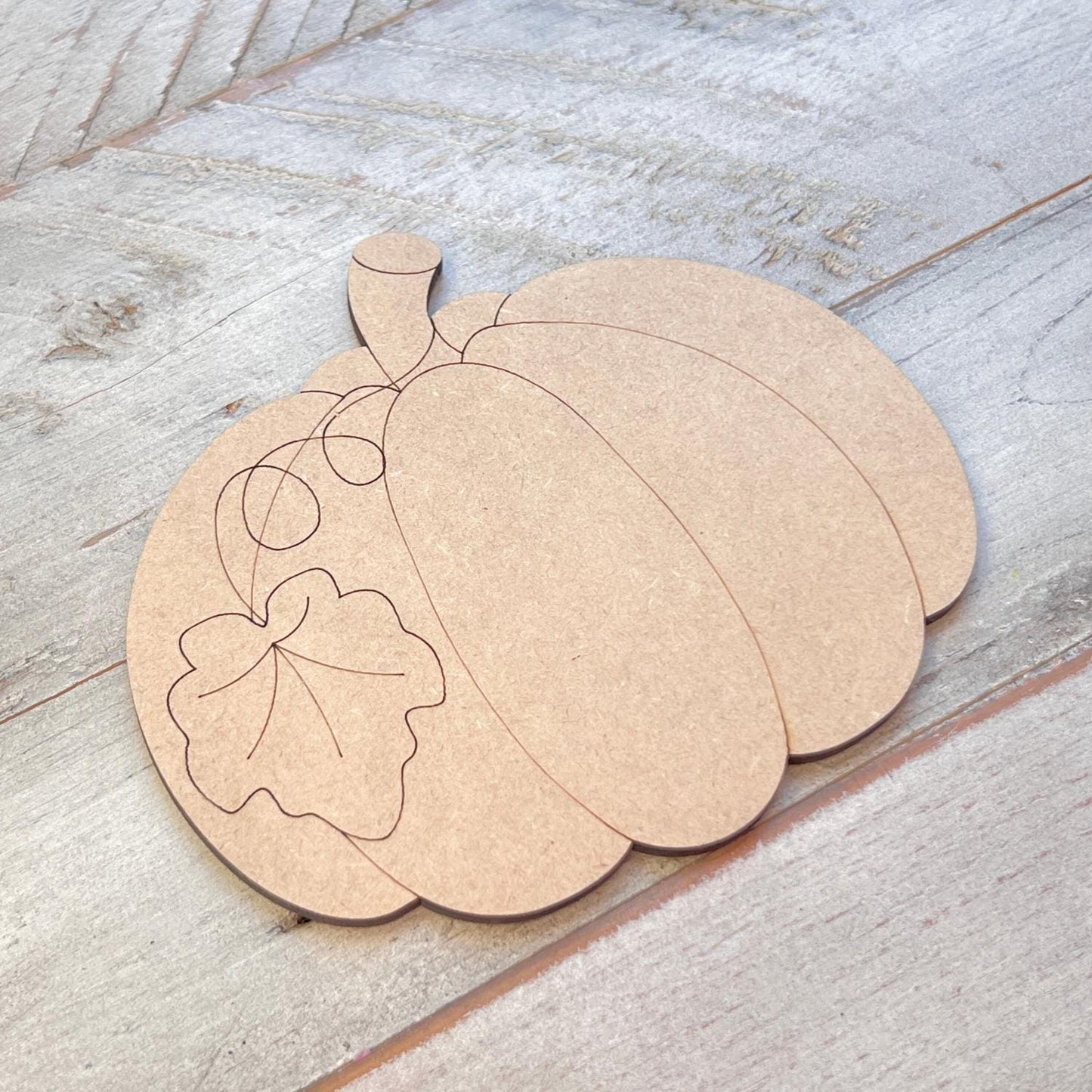 Fat Pumpkin with Leaves and Stem Fall Wood Craft- Paint by line