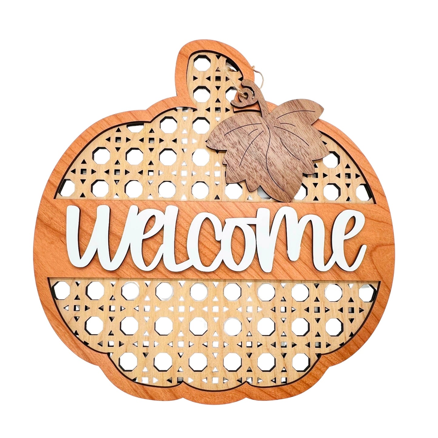 Fall Pumpkin Decor | Handmade Wooden Rattan Pumpkin | Holiday Decor | Fall Accents | Happy Fall | Welcome Sign by Krafty Supply