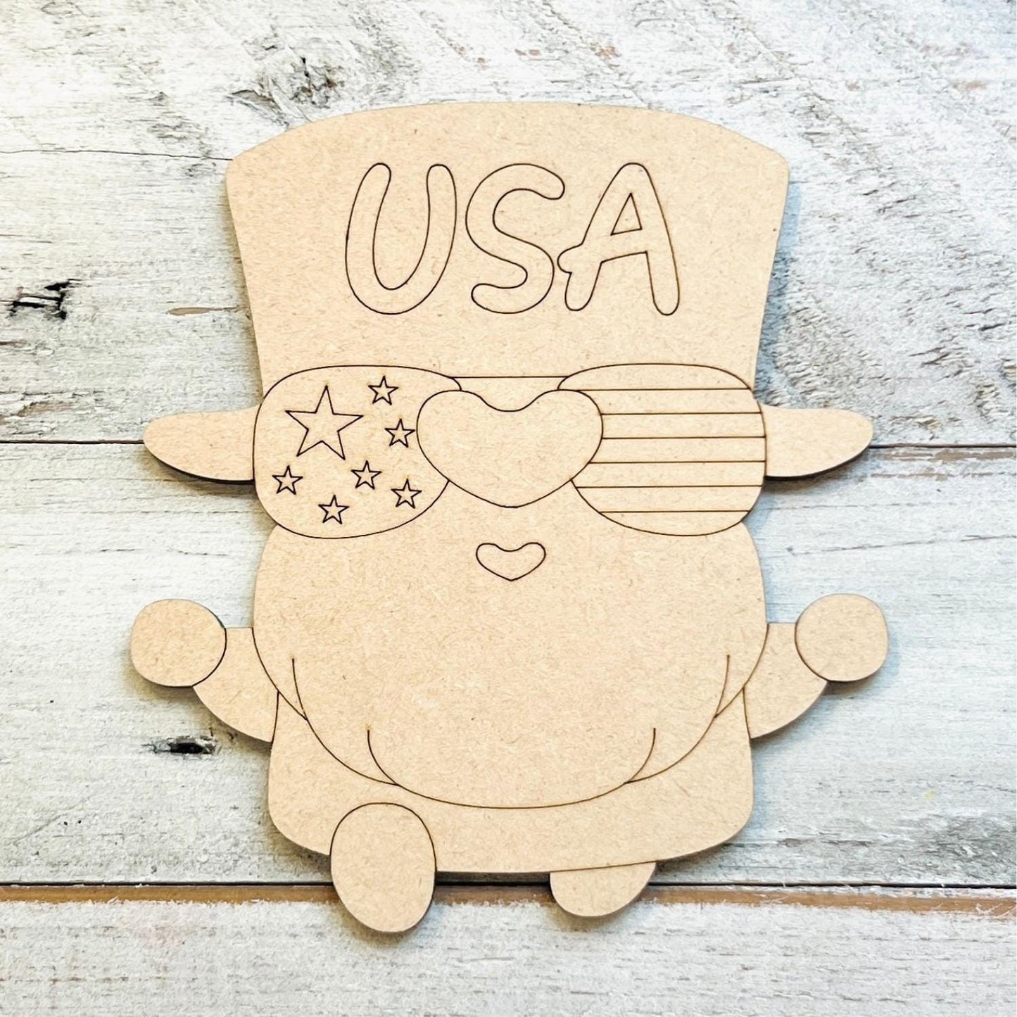 Large 12"+  Patriotic Gnome Wood Cutout | Fourth of July Gnome | 4th of July Wood Cutout | Wood Craft Shapes | 4th of July Crafts