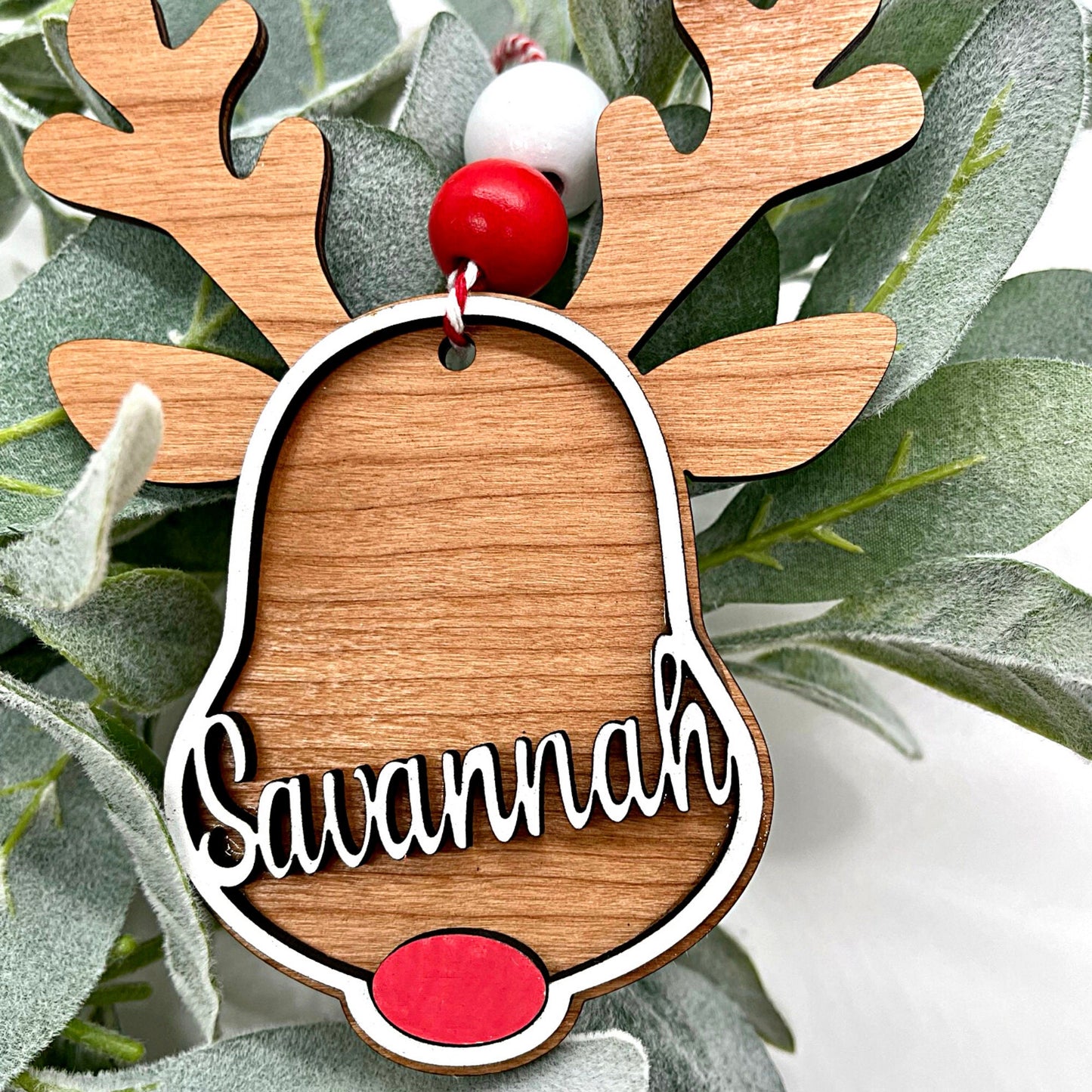Personalized Rudolf Ornament | Christmas Ornament | Custom Name | Wood Christmas Decor | Christmas Handmade Ornaments| Holiday Decor