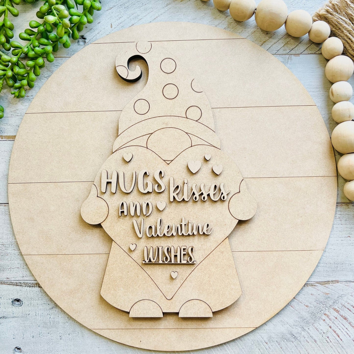 Valentine Gnome Kit Door Hanger | Gnome Kit Round Sign | Valentine Paint Party | Valentine Decor | Paint and Sip