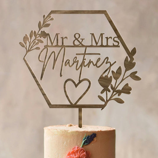 Wedding Personalized Cake Topper | Custom Name Cake Decor | Rustic Wedding Cake Decor | Anniversary Cake Topper | Personalized Wedding Decor