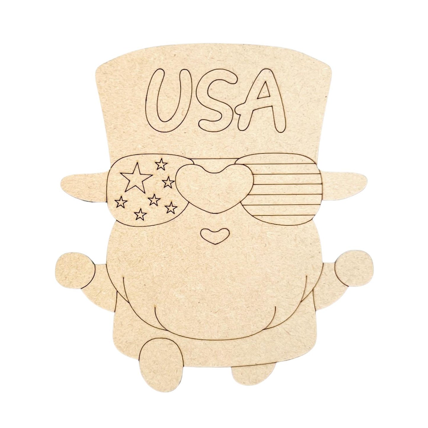 Small 3"-10" Patriotic Gnome Wood Cutout | Fourth of July Gnome | 4th of July Wood Cutout | Wood Craft Shapes | 4th of July Crafts