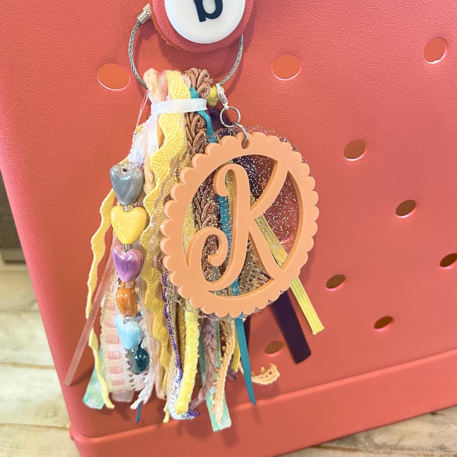 Bag Tassel with Glass Heart Beads