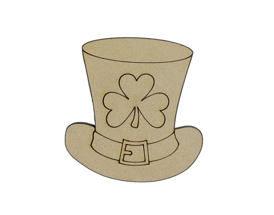 Small 2"-10" | 3 Leaf Clover Hat | St Patrick's Day Decor | Craft Wood Shapes | Spring Decor | DIY Crafts | Paint by Lines