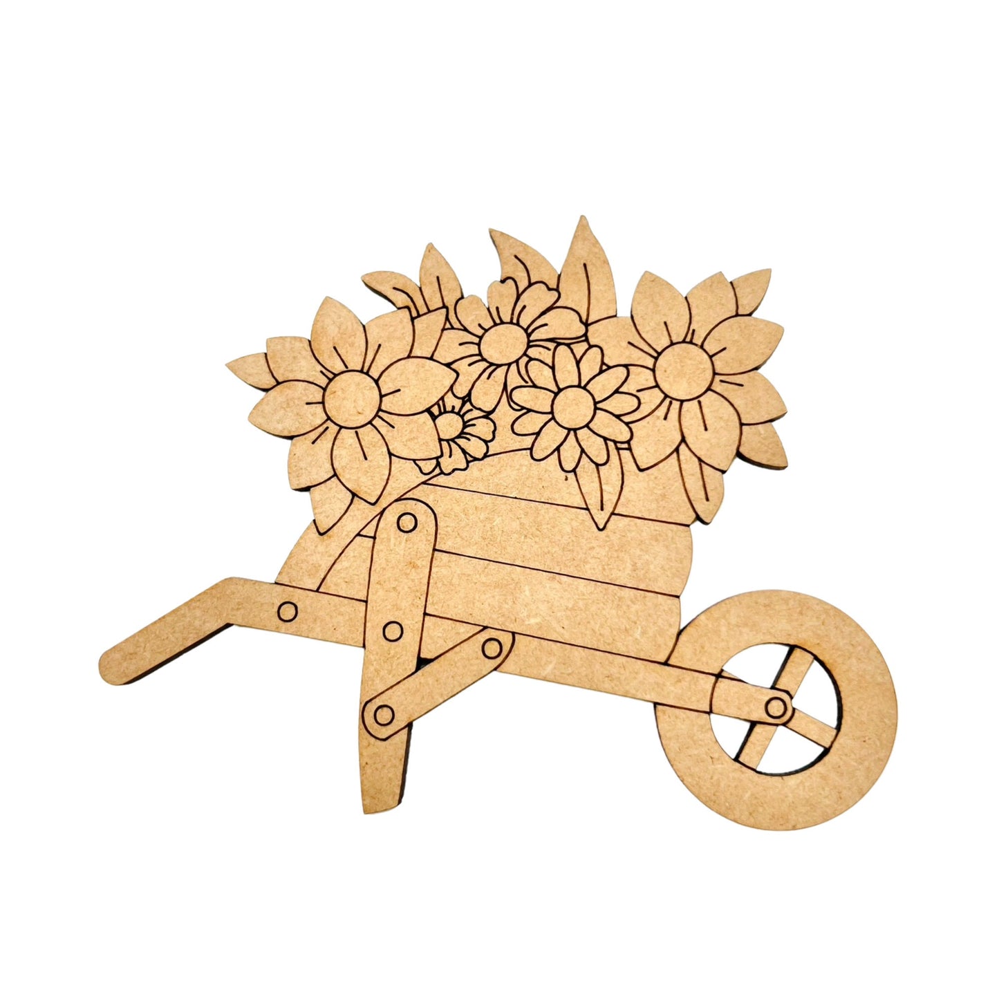 Large Wheel Barrel with Flowers | Craft Wood Shapes | Spring Decor | DIY Crafts | Paint by Lines
