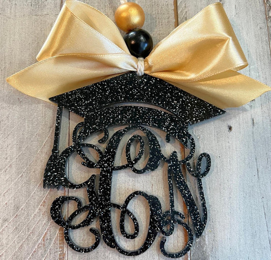 Graduation Car Charm | Graduation Cap Monogram | Graduation Monogram