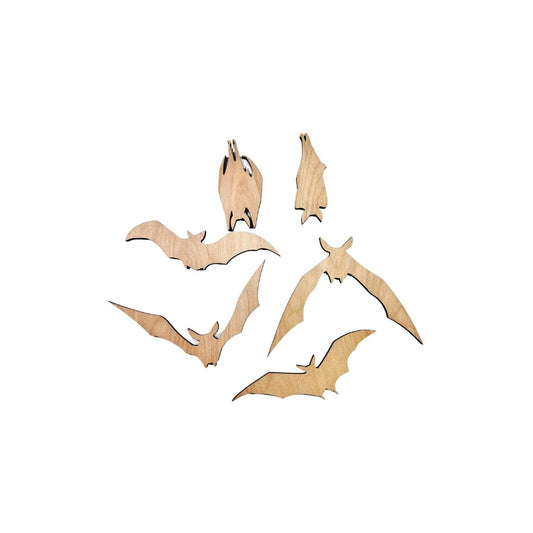 Small Wood Bats Halloween Craft | Wood Bat Cutout| Halloween Bats | Halloween Decor | Set of 6
