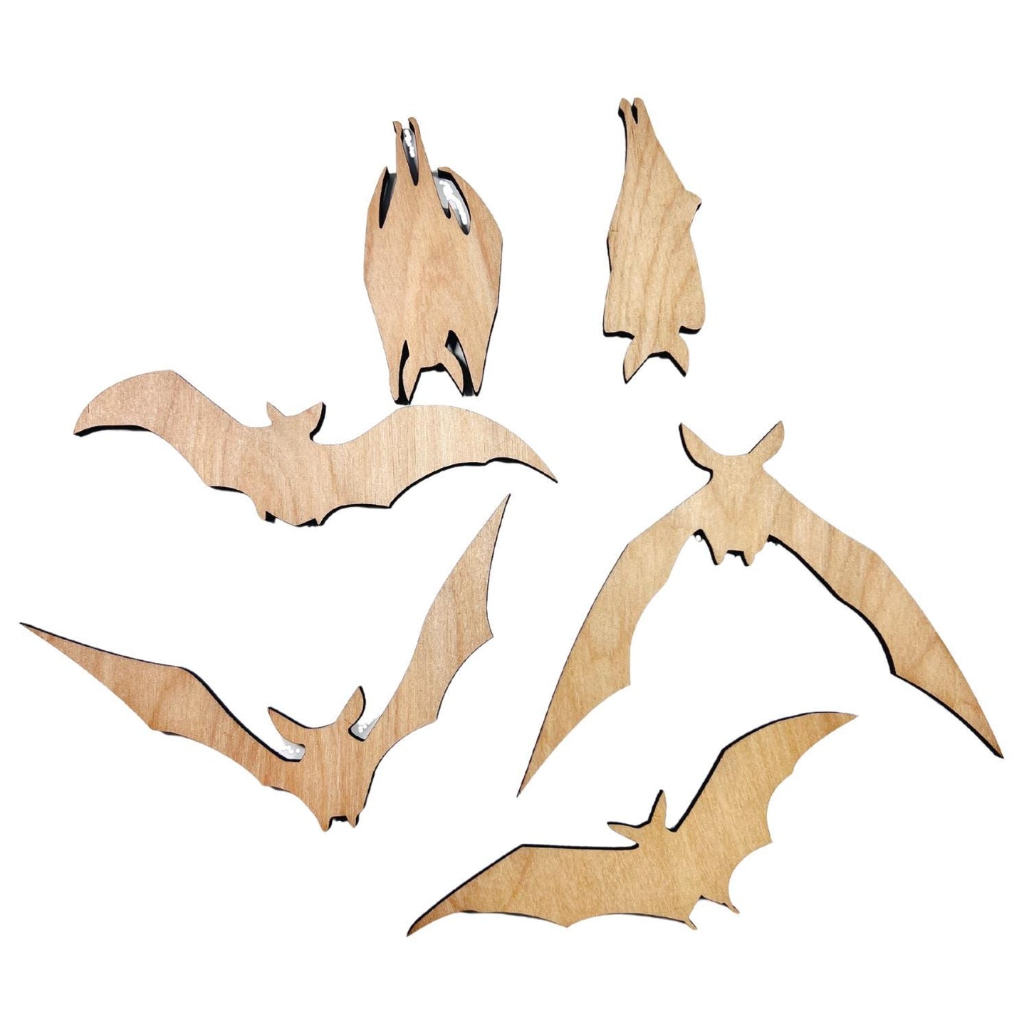 Large Wood Bats Halloween Craft | Wood Bat Cutout| Halloween Bats | Halloween Decor | Set of 6