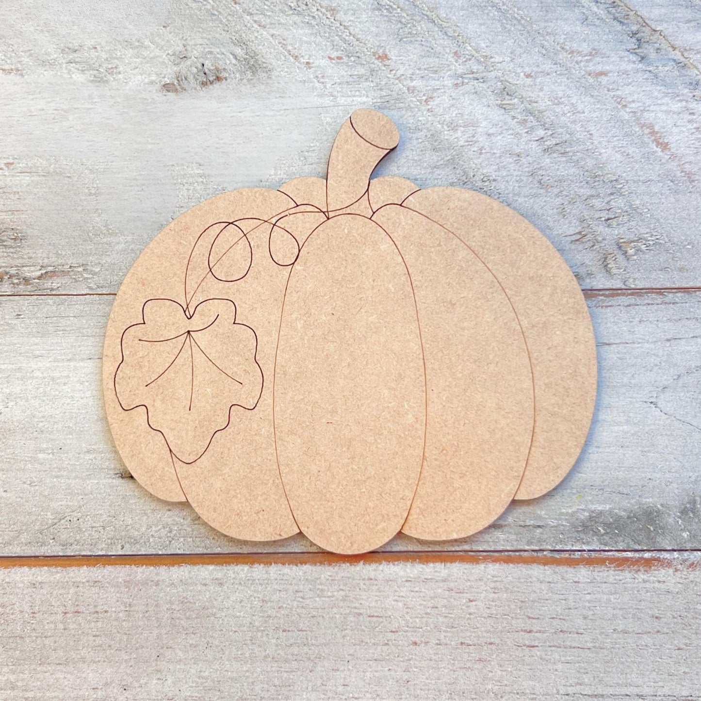 Fat Pumpkin with Leaves and Stem Fall Wood Craft- Paint by line