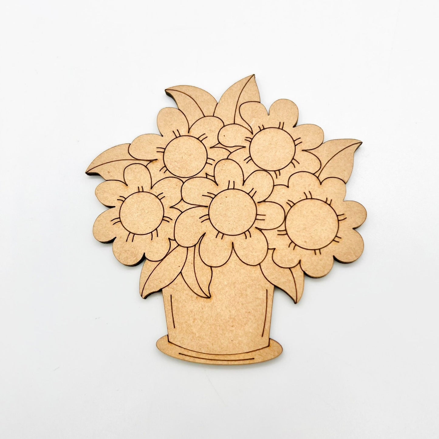 Large 12"-22" | Wood Flower Bouquet | Flower Vase | Craft Wood Shapes | Spring Decor | DIY Crafts | Paint by Lines