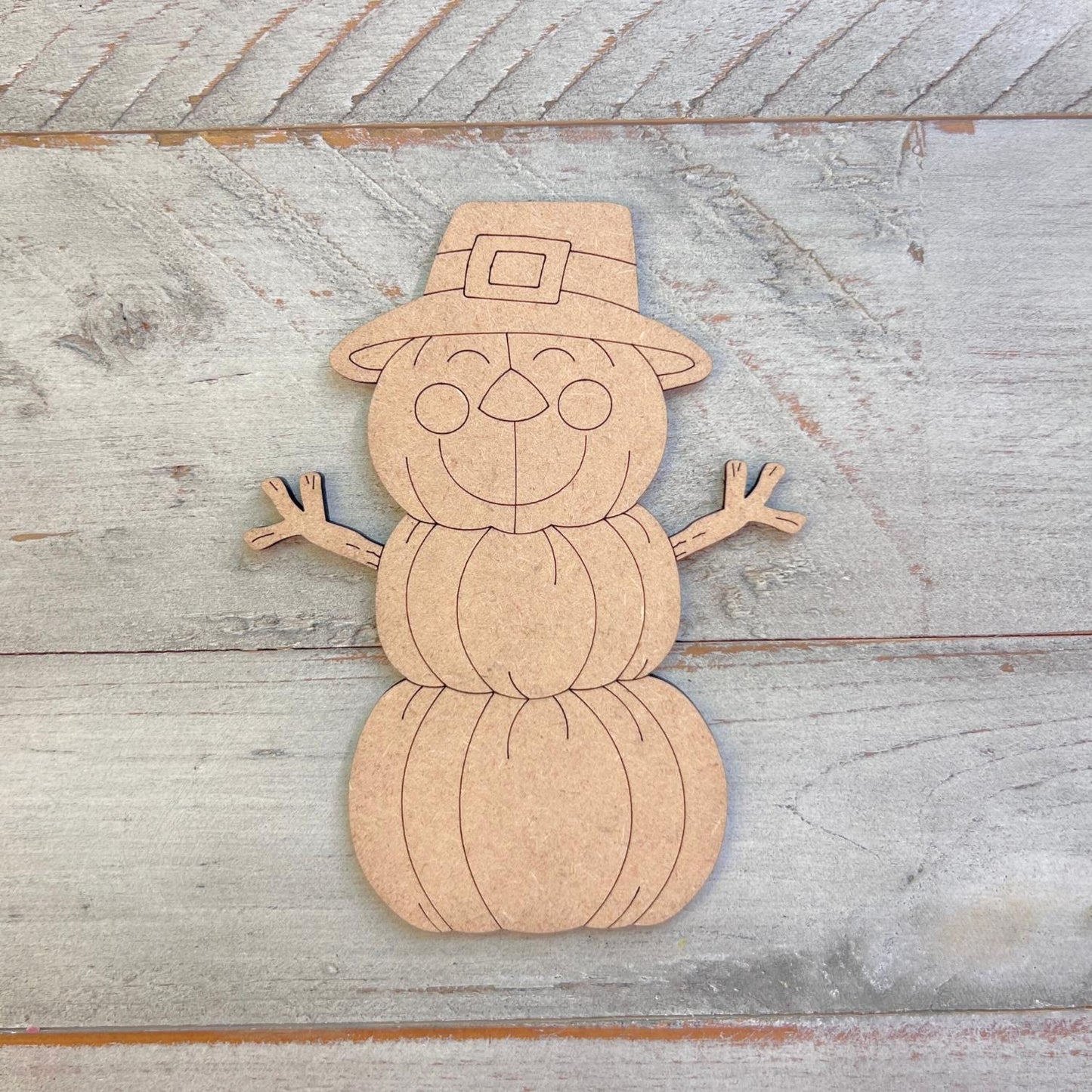 Pumpkin "Snow"man - Fall Wood Craft- Paint by line