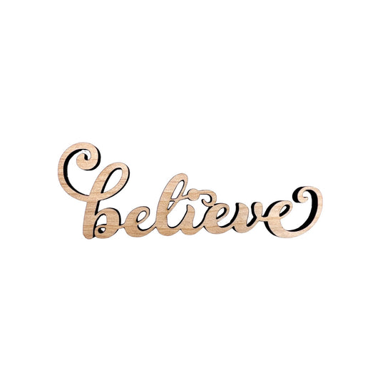 Small Word - Believe - Wood Cutout | Merry Christmas wood | Christmas wreath | Christmas Door hanger | Christmas Crafts