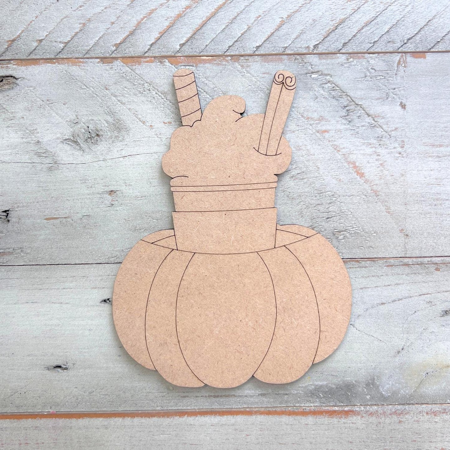 Pumpkin with Latte | Pumpkin Latte | Fall Wood Craft- Paint by line