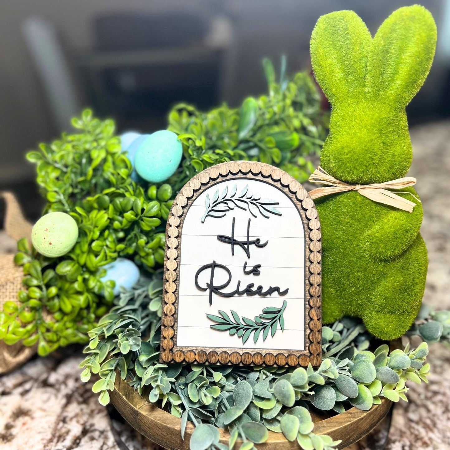 Beaded He Is Risen Sign | Easter Gifts | Resurrection Decor Sign | Spiritual Gifts | Gifts for Her | Gifts for Him | Church Wall Decor