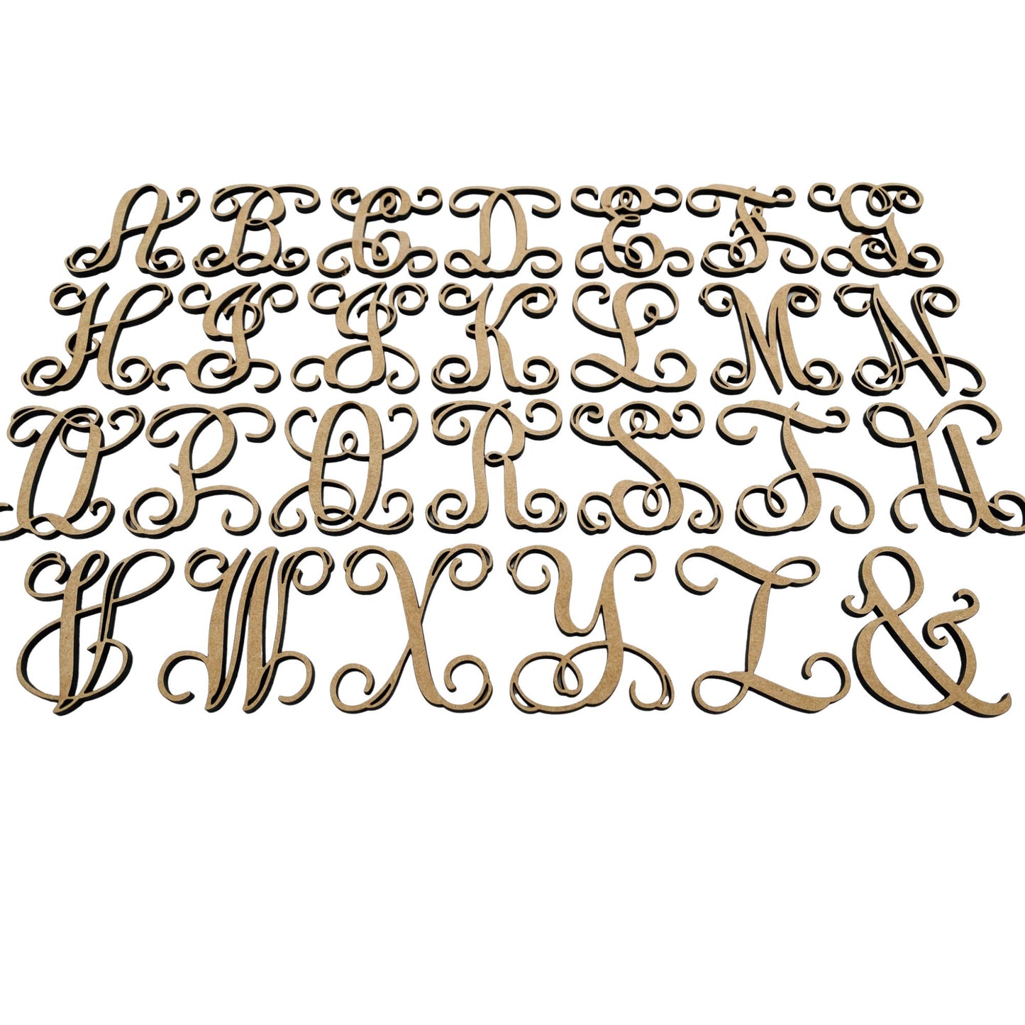 Large Vine Monogram Letters | Wooden Letters | Laser Cut Letters | Script Font | Car Charm Letters | Bogg Bag Decor | Art & Crafts Letters