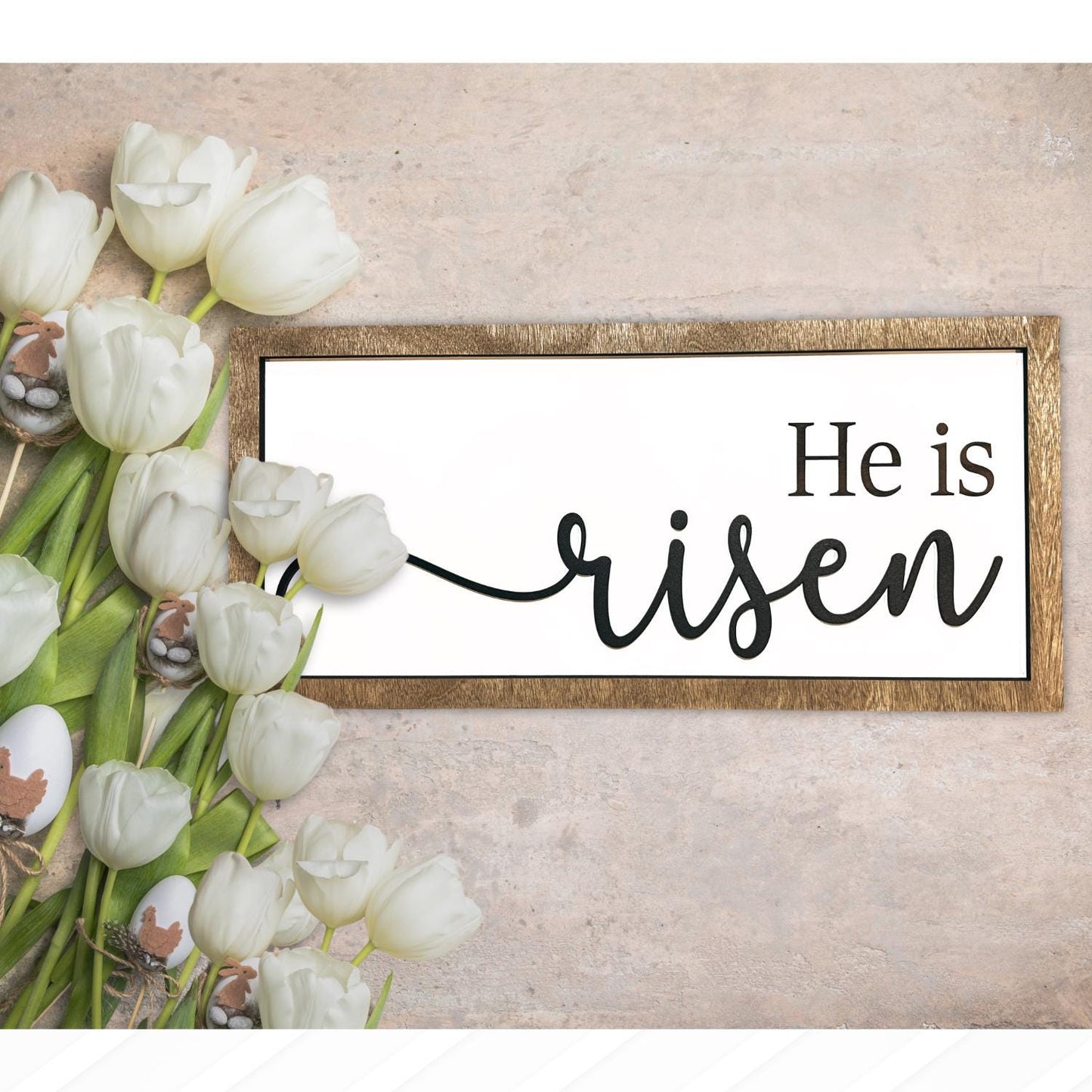 Easter Home Decor Sign | He Is Risen Sign | Farmhouse Decor | Easter Gifts | Wood Sign | Resurrection Day Sign