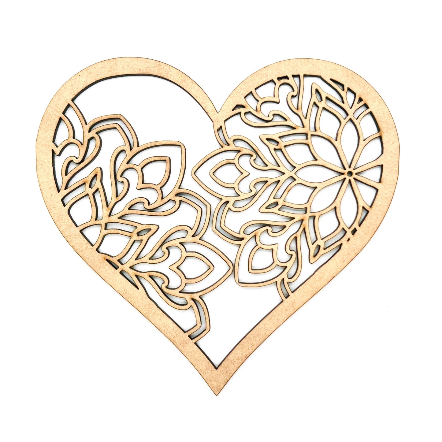 Small Mandala Heart | Valentine Heart | Heart with Mandala Flowers | Valentine Crafts | Wood Heart Cutout | 1 layer or 2 Layer