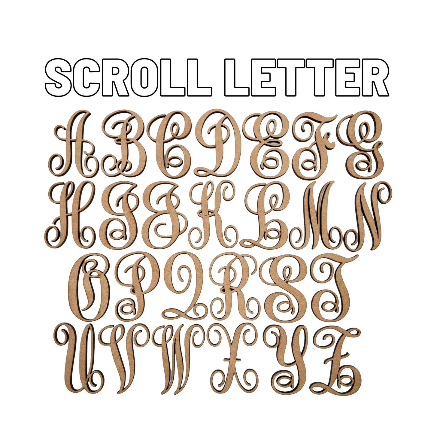 Scroll Monogram Wooden Letters