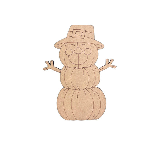 Pumpkin "Snow"man - Fall Wood Craft- Paint by line