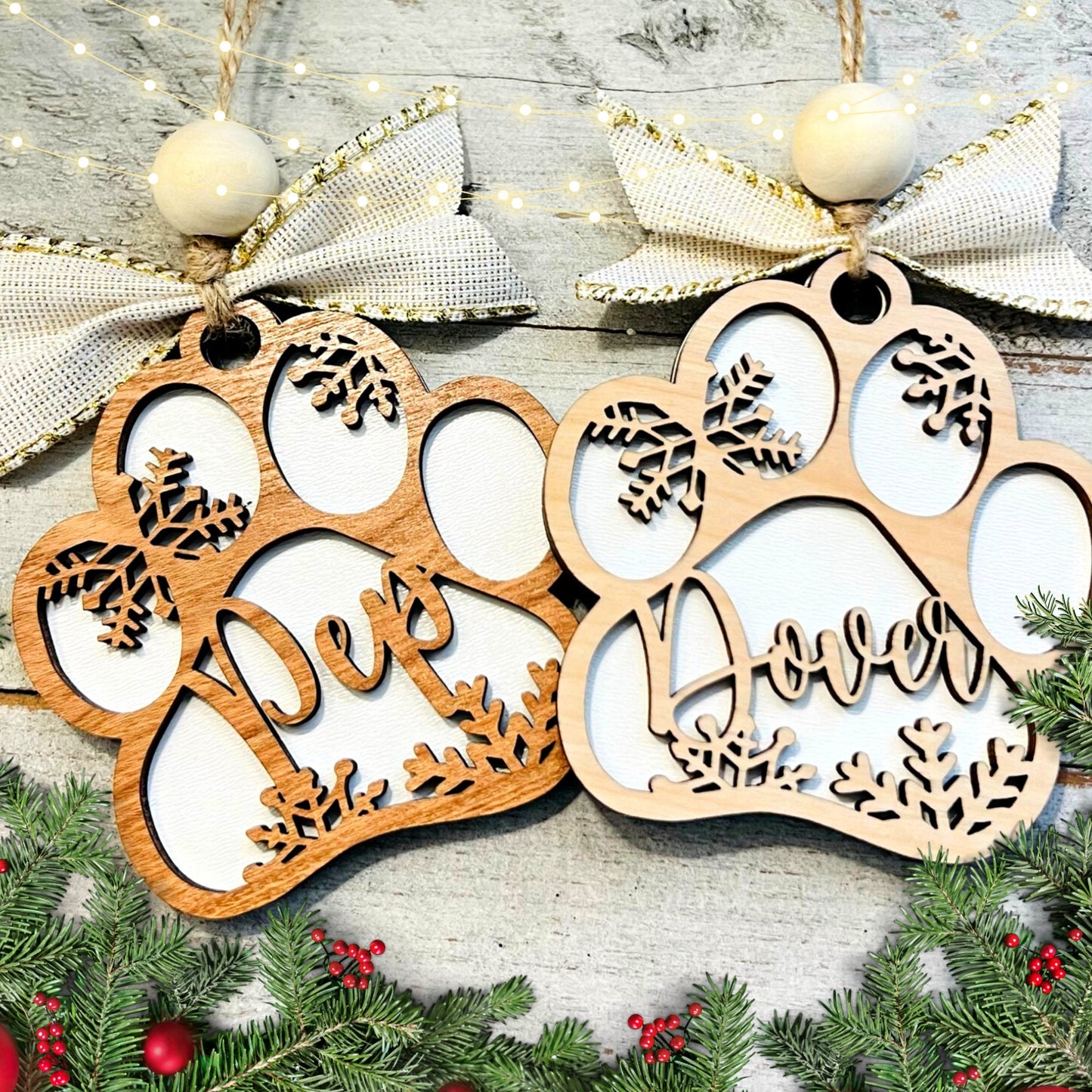Personalized Pet Ornament | Christmas Paw Print | Custom Cat Print Ornament | Christmas Handmade Ornaments | Holiday Decor