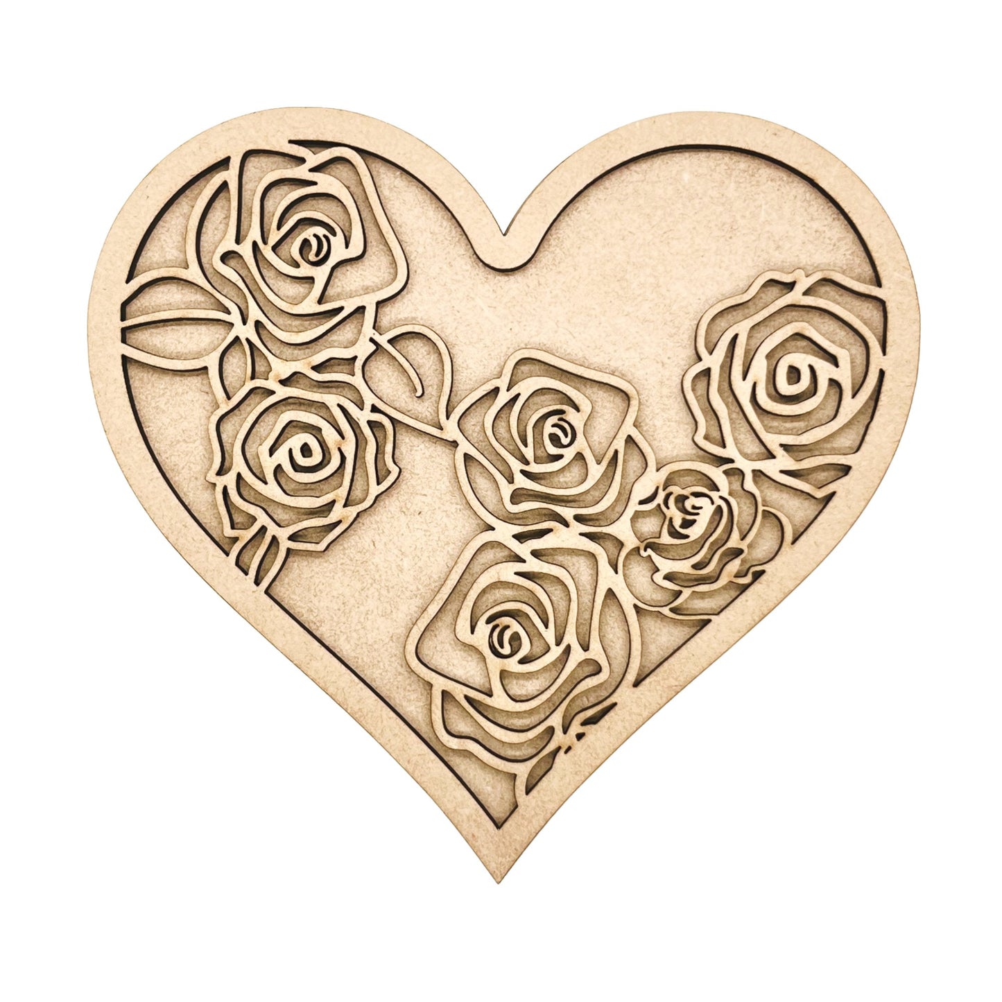 Small Floral Heart | Valentine Heart | Heart with Roses | Valentine Crafts | Wood Heart Cutout | 1 layer or 2 Layer