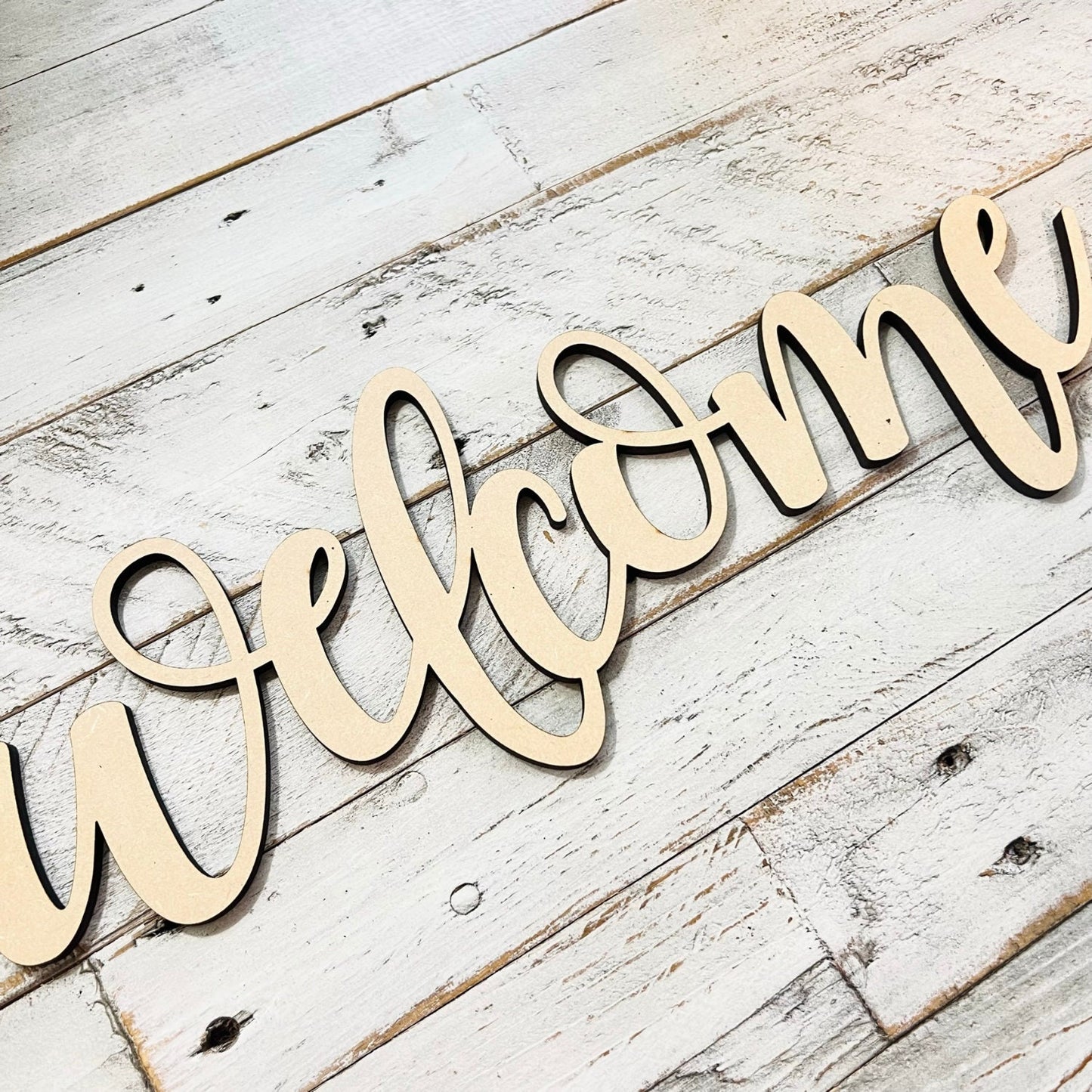SMALL Connected Letters | Welcome Decor | Wooden Cutout Word | Script Word