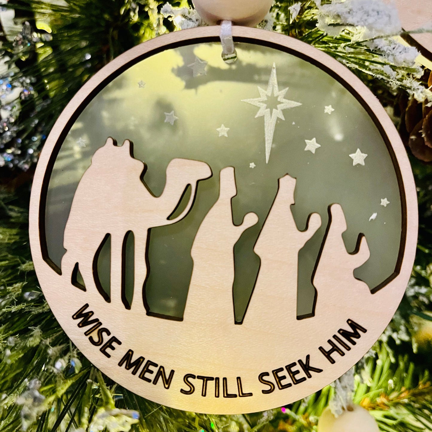Nativity Scene Christmas Ornaments | 2 Layered Wise Men Ornaments | Cute Wooden Ornaments | Silent Night Christmas Tree Decor | Handmade
