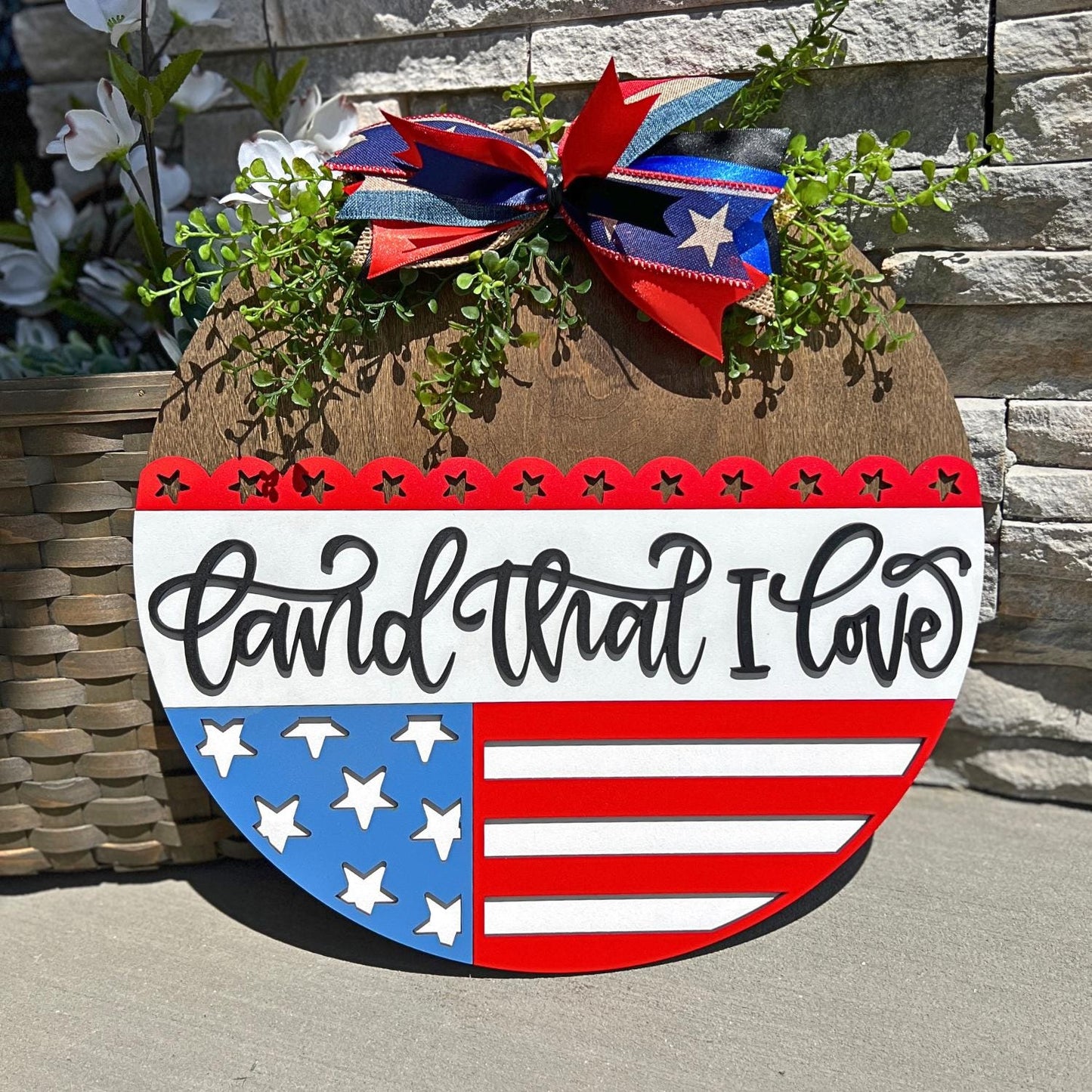4th of July Door Hanger | Land that I Love Patriotic Door Sign