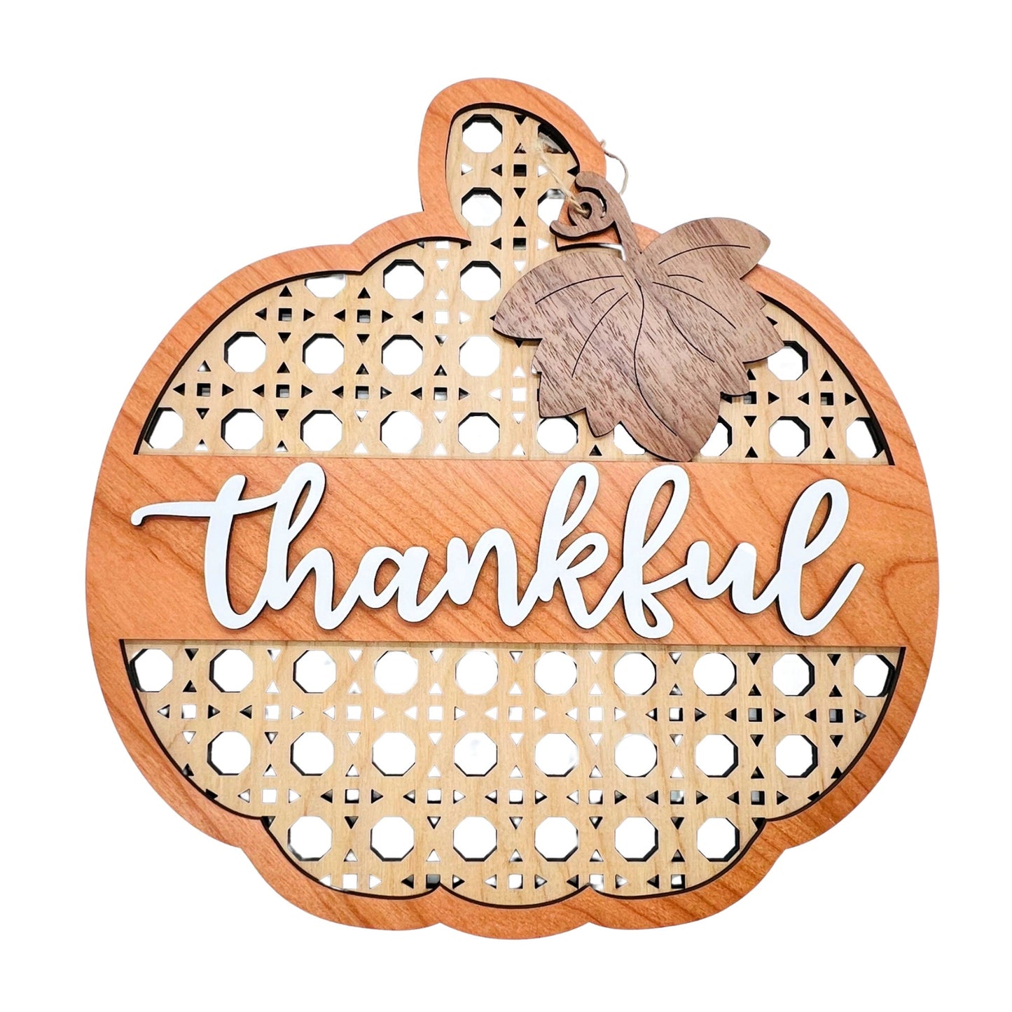 Fall Pumpkin Decor | Handmade Wooden Rattan Pumpkin | Holiday Decor | Fall Accents | Happy Fall | Welcome Sign by Krafty Supply
