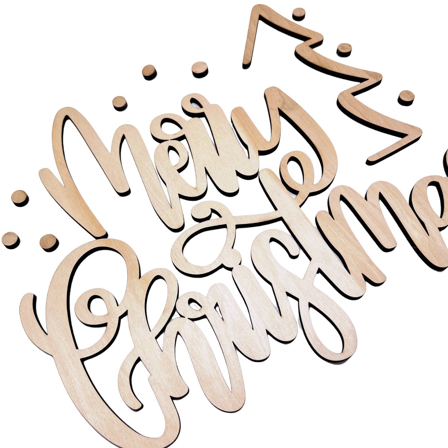 Small Merry Christmas Tree W/ Snowflakes Wood Cutout | Merry Christmas wood | Christmas wreath | Christmas Door hanger | Christmas Crafts