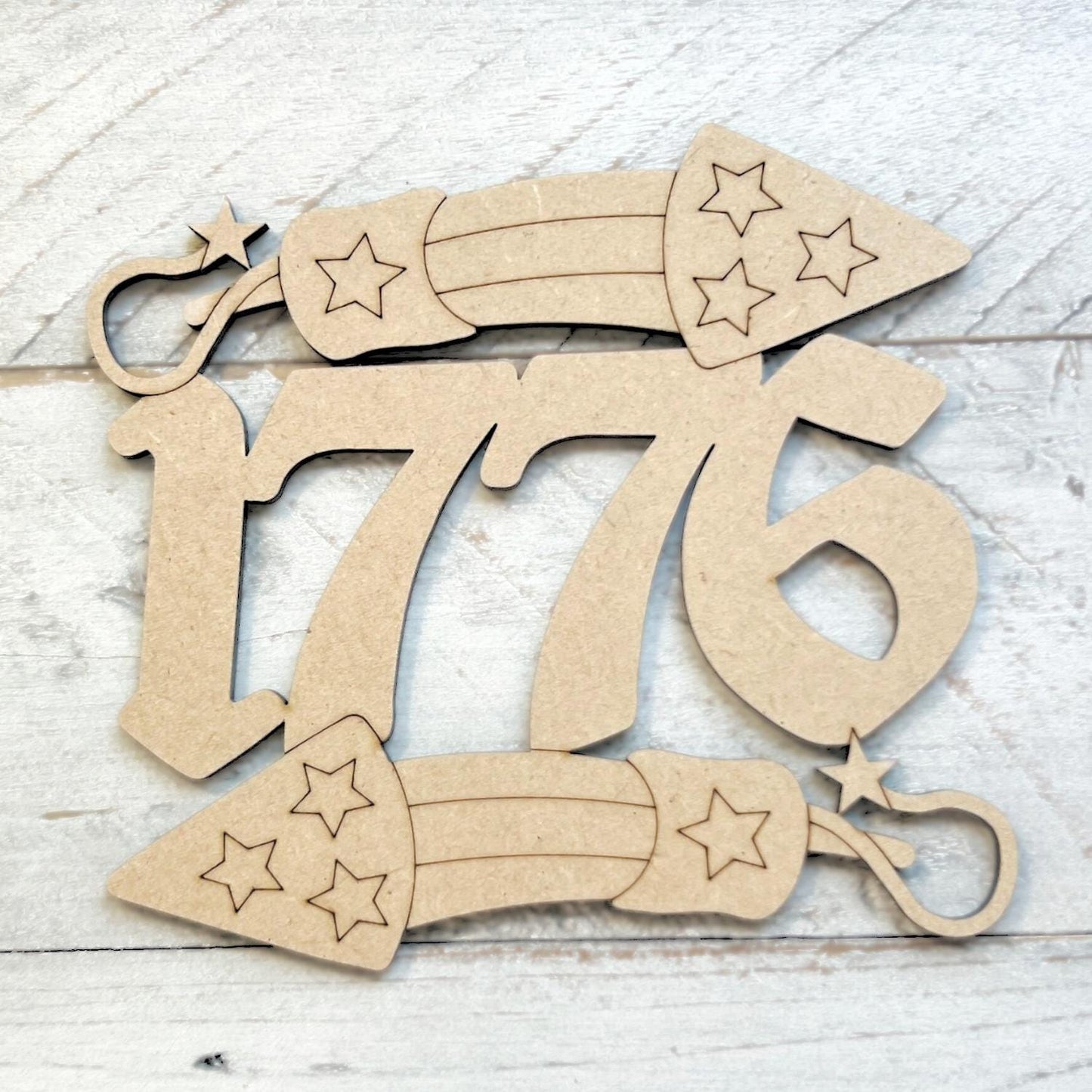 Large 12: + Patriotic 1776 Firework Wood Cutout | Fourth of July Decor | 4th of July Wood Cutout | Wood Craft Shapes | 4th of July Crafts