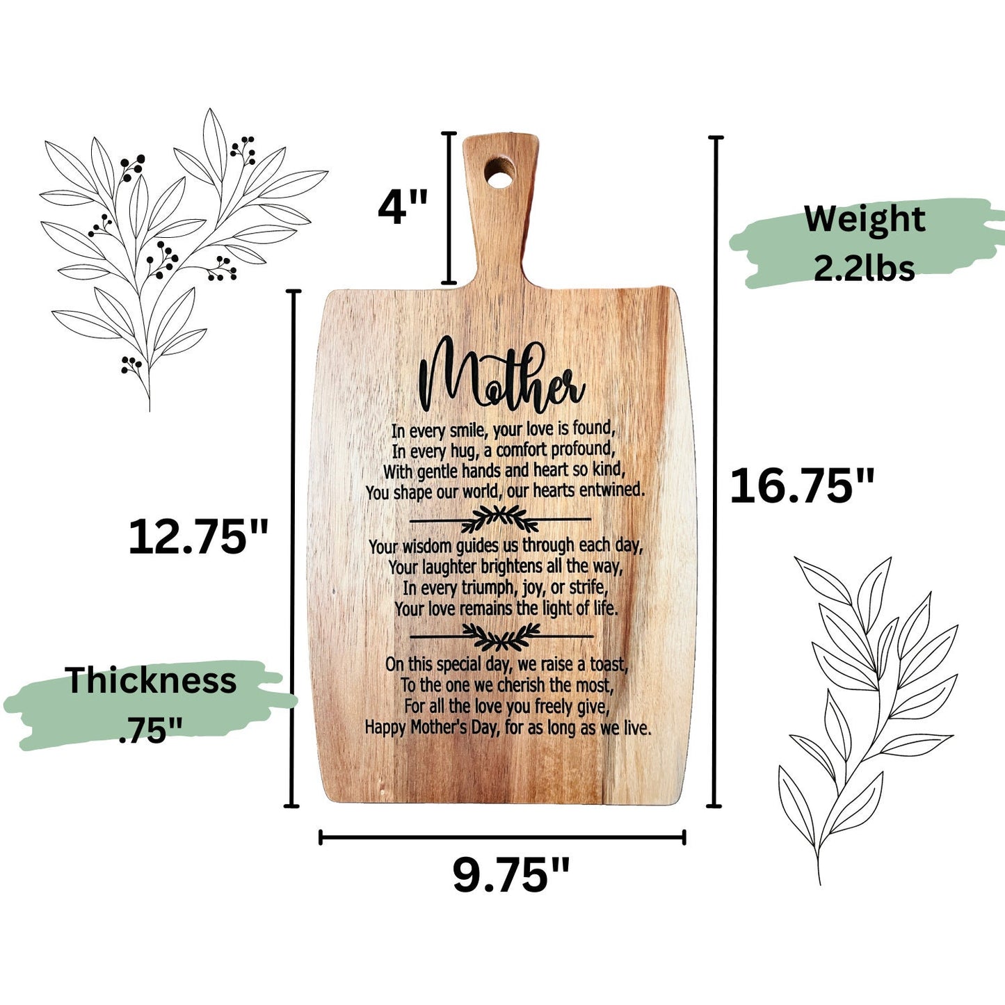 Mother's Day Cutting Board, Gift For Mom, Love You Mom, Mothers Day Gift, Personalized Gifts For Mom, Cheese Board, Charcuterie Board