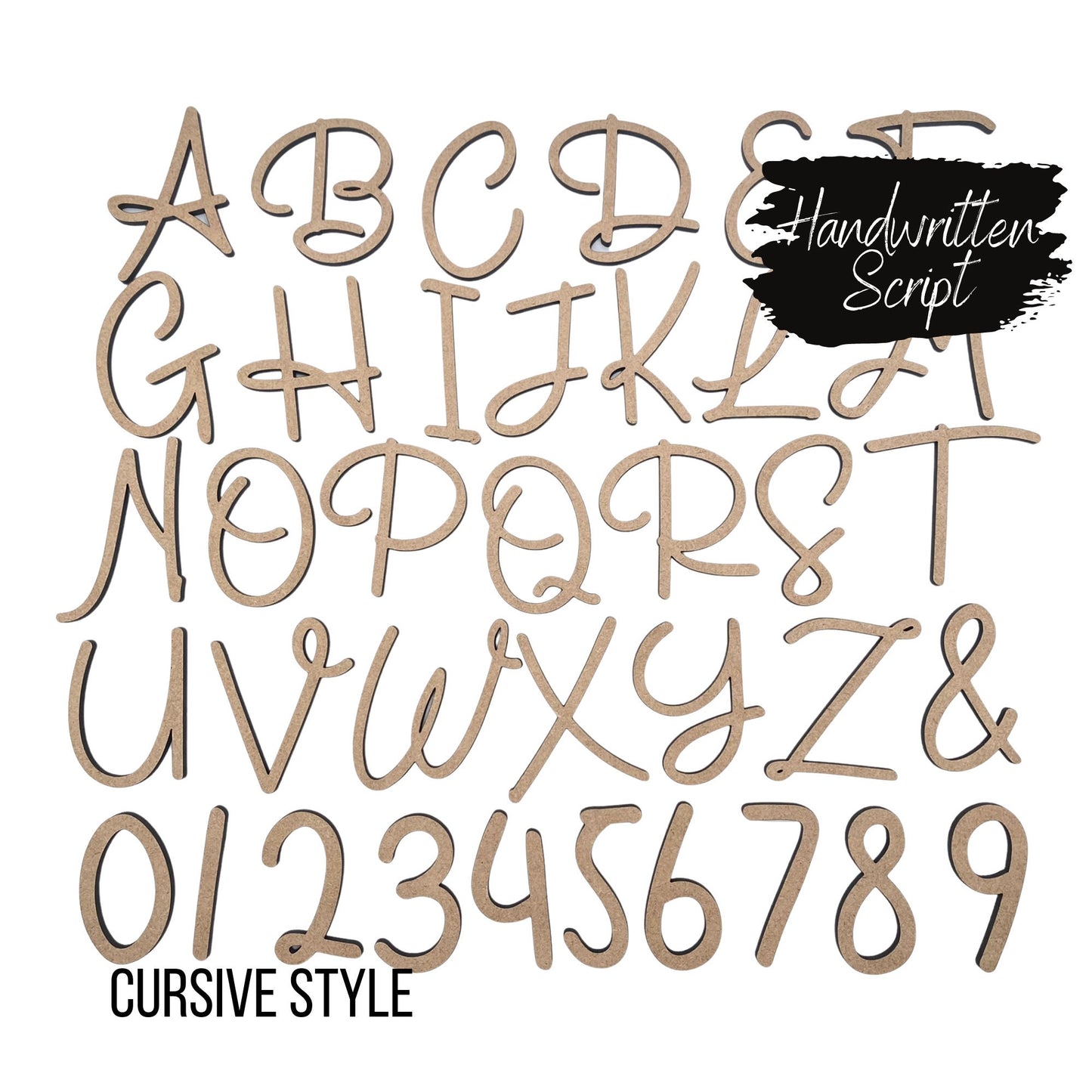 Handwritten Script Wooden Letters