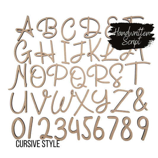 Handwritten Script Wooden Letters