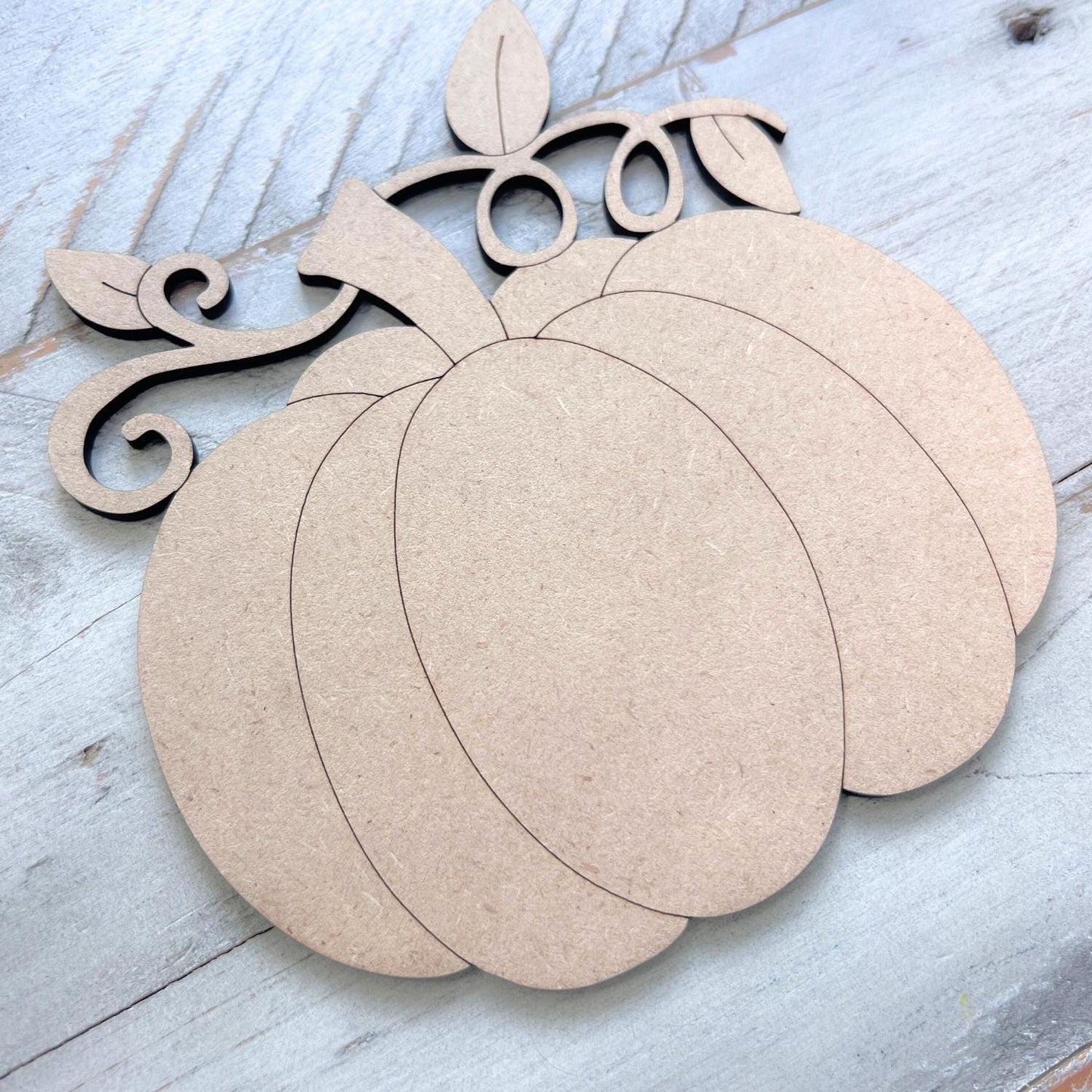 Pumpkin with Vine and Leaves Fall Wood Craft- Paint by line