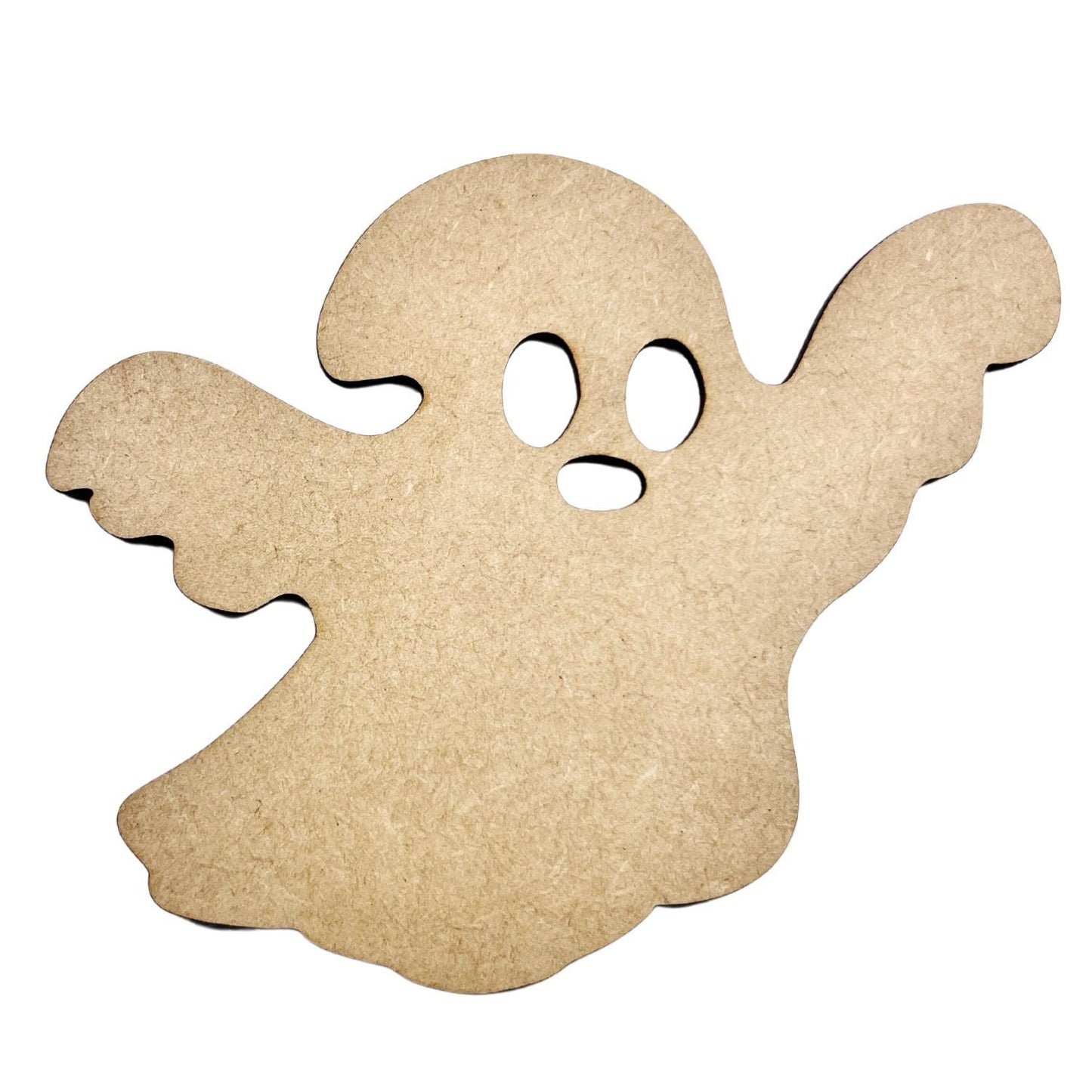 Small Wooden Ghost Cutout Hollow Eyes | Halloween Ghost Craft Shape | Spooky Ghost with Arms