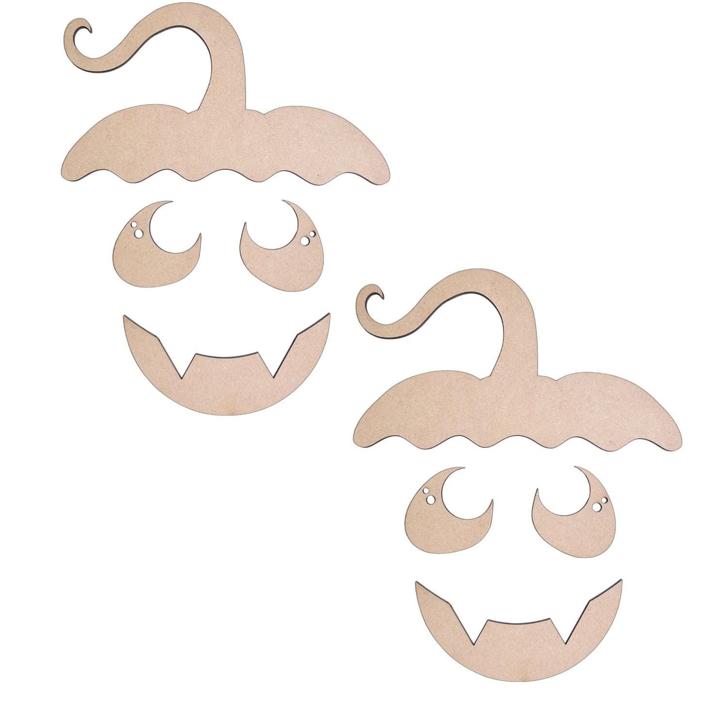 Sets of 2 or 5, Wood Pumpkin Face, Halloween Crafts