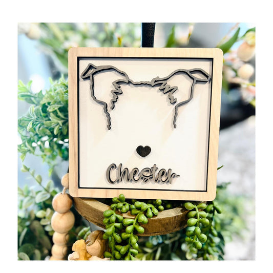 Custom Drawn Pet Ear Sign With Basic Frame