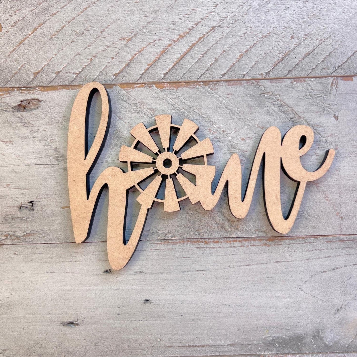 Home with Windmill Wood Word Cutout | Fall Words
