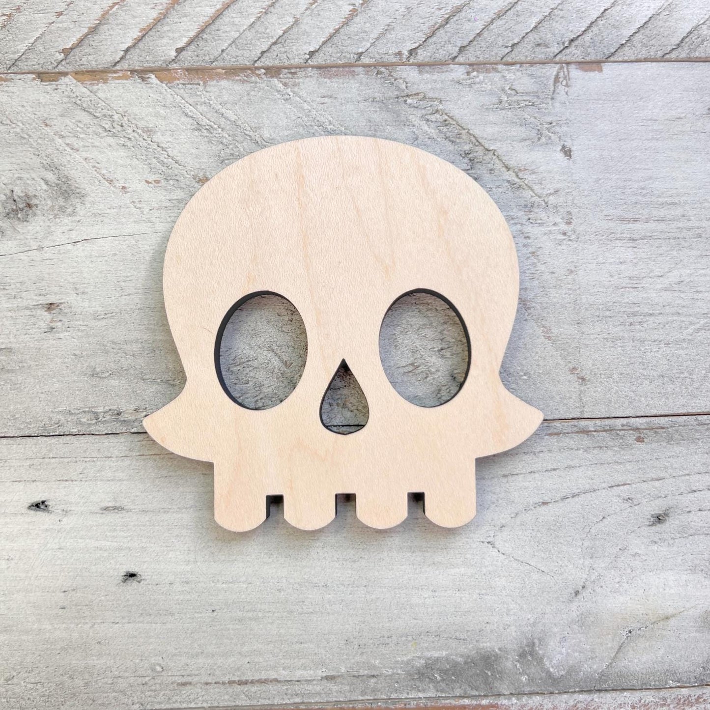 Skull Head Wood Cutout | Wooden Skull Head Craft Halloween Cutout
