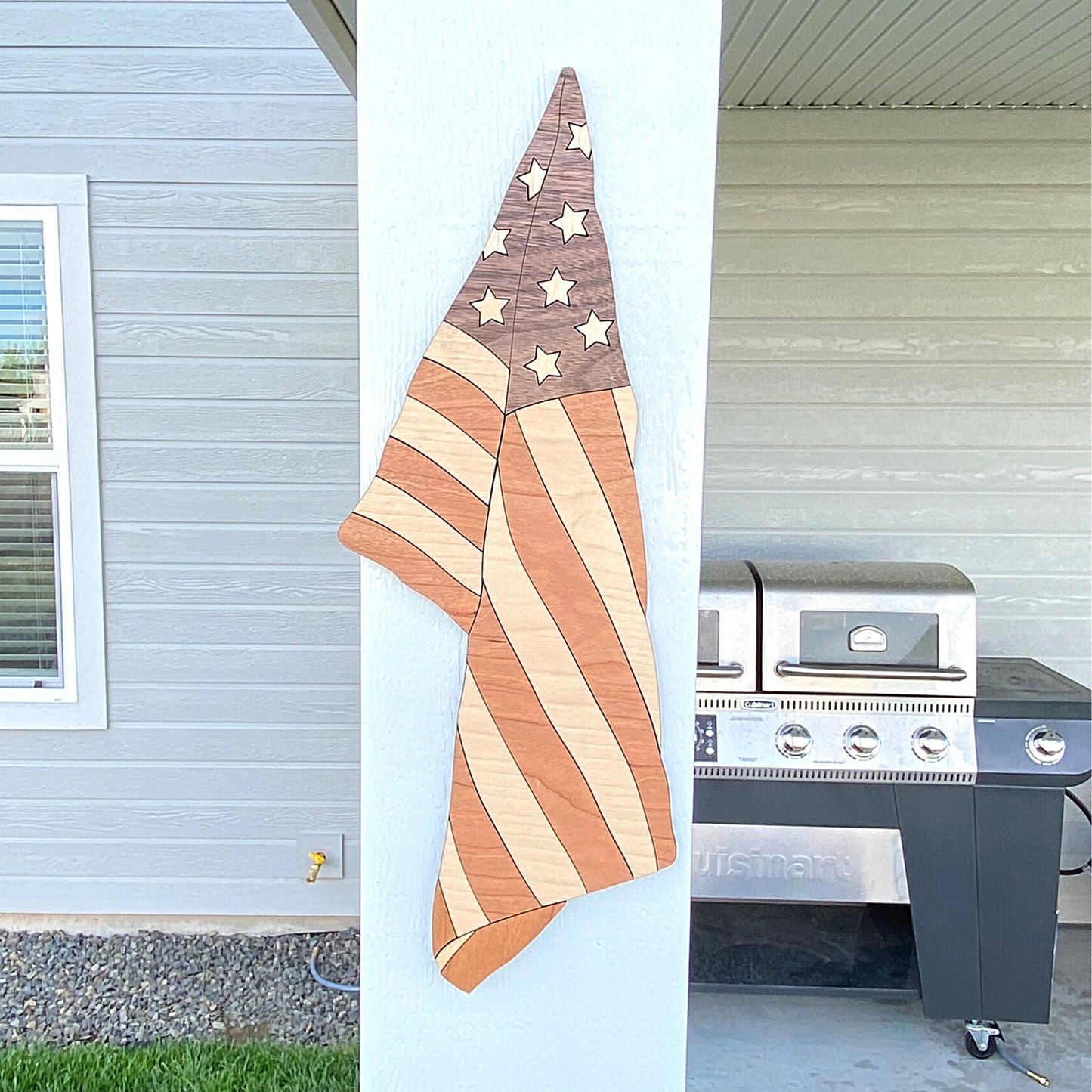 Draped American Flag | 4th of July Decorations | Memorial Day Flag | Veteran's Day Decor | Handmade with Love | Krafty Supply Artwork